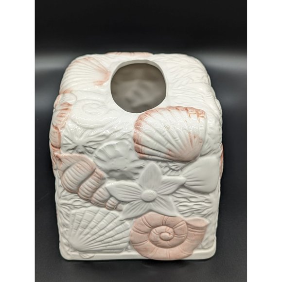 Vintage Sea Shells Ceramic Hand Painted Tissue Cover Decor Seaside Beach - Picture 6 of 15